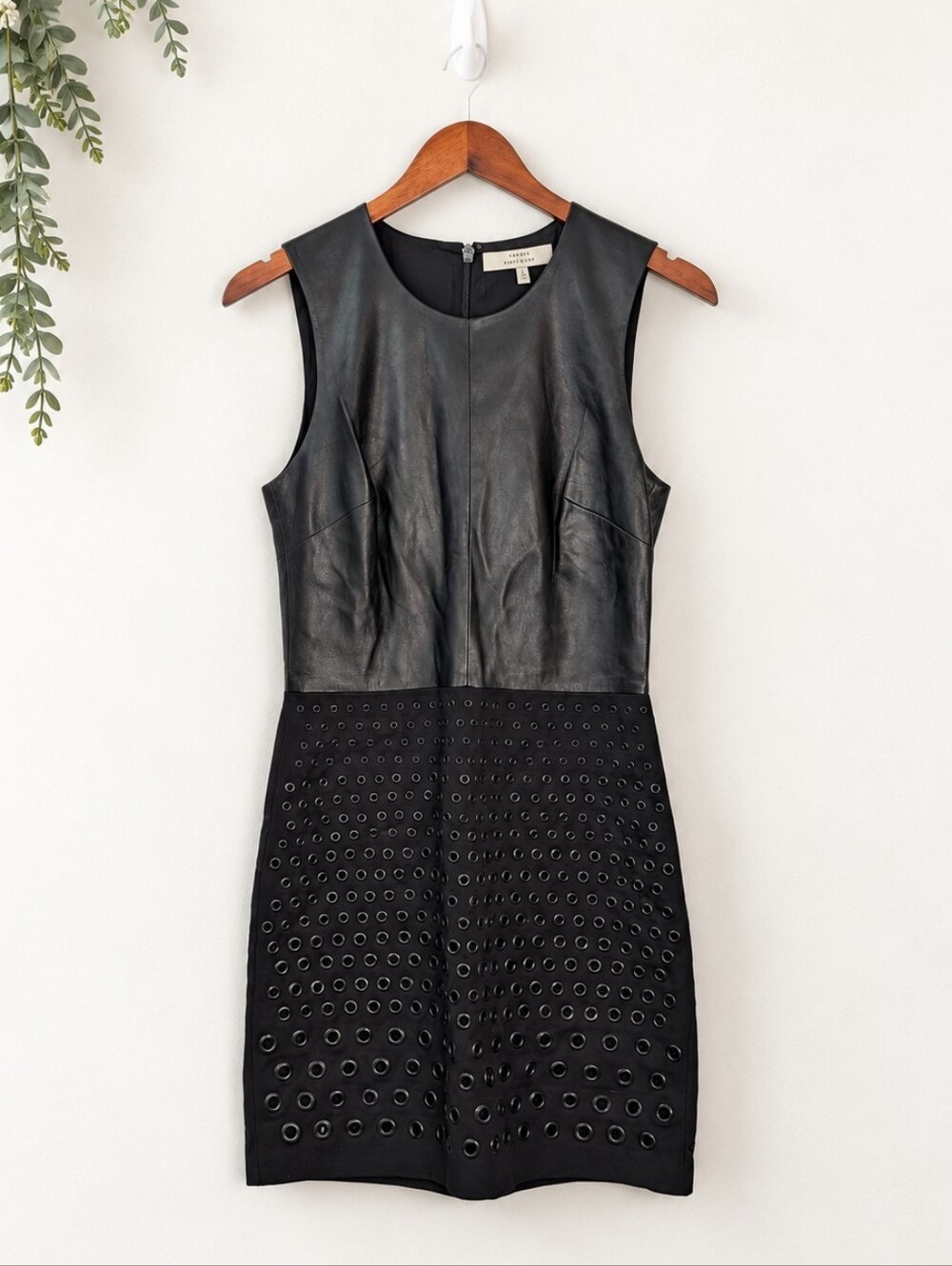 Robert Rodriguez Black Leather Grometted Dress 6